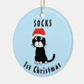 猫のクリスマス セラミックオーナメント (左)