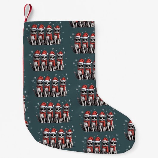 猫のクリスマス ネコママ ホリデー サンタ スモールクリスマスストッキング (正面)