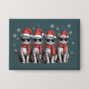 猫のクリスマス ネコママ ホリデー サンタ 缶バッジ