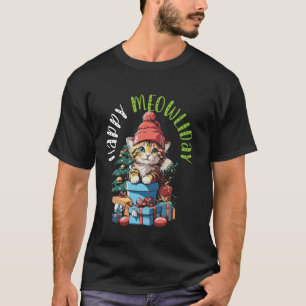 猫のクリスマス・ホリデーシーズン・サンタクロース・Xmas Tシャツ