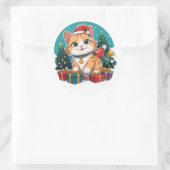 猫のクリスマス ラウンドシール (バッグ)