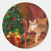猫のクリスマス ラウンドシール (正面)