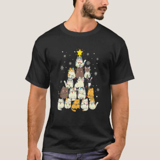 猫のクリスマス リー 子猫 少年 少女 男性 Xmas 猫 Tシャツ