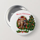猫のクリスマス 缶バッジ (正面&裏面)