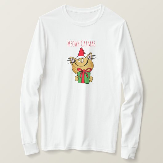 猫のクリスマスTシャツ メオウィー 可愛い猫 Tシャツ (デザイン正面)