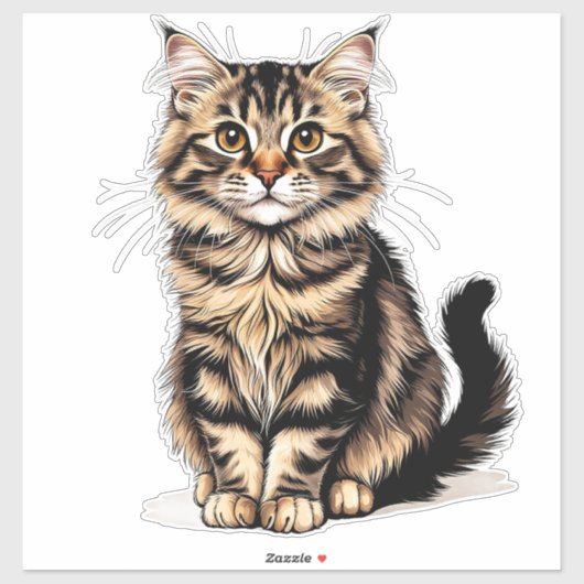 猫のクローズアップポートレート シール (シート)