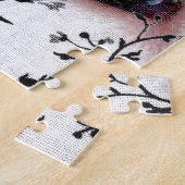 猫のクールなゴシック様式花のガーリーな目 ジグソーパズル (側面)