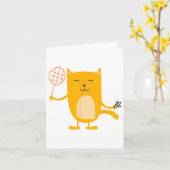 猫のグラフィックがかっこいいバドミントンプレーヤー シャトル スポーツ スマッシュ カード (黄色い花)