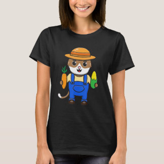 猫のグラフィック 農業 農家 農場 トラクター Tシャツ