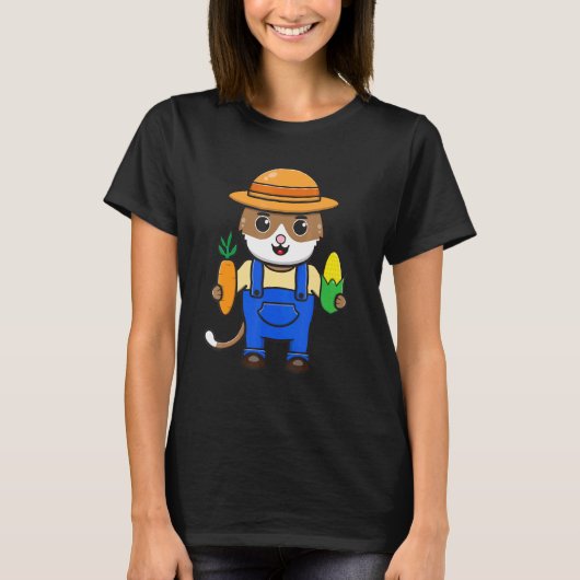 猫のグラフィック 農業 農家 農場 トラクター Tシャツ (正面)