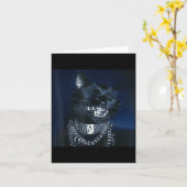 猫のグリル 楽しい子猫ミーム 猫が笑う 脳が腐る カード (黄色い花)