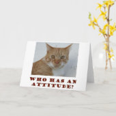 猫のグリーティングカードを持っている人 カード (黄色い花)