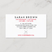 猫のグリーンアイ アプリointment リマインダー 名刺 (裏面)