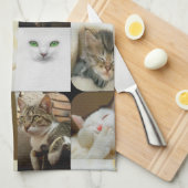 猫のコラージュの台所タオル キッチンタオル (四つ折り)
