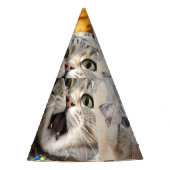 猫のコラージュ ペーパー パーティーハット (正面)