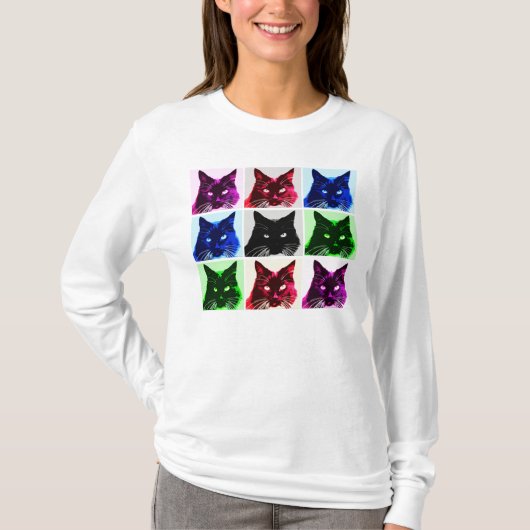 猫のコラージュ Tシャツ (正面)