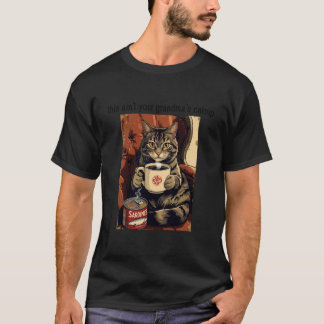 猫のコーヒーとイワシ おばあちゃん家とは違うのよ Tシャツ