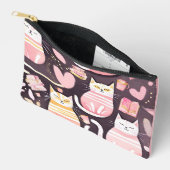 猫のコーヒーと本が大好きなお母さん アクセサリーポーチ (見開き)