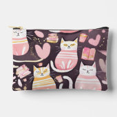猫のコーヒーと本が大好きなお母さん アクセサリーポーチ (正面)