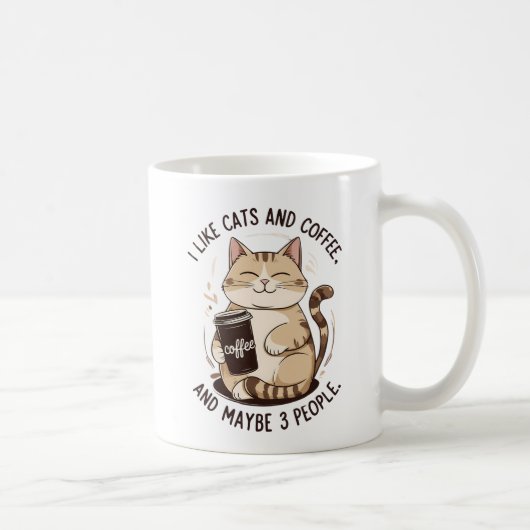 猫のコーヒーと3人くらい好き コーヒーマグカップ (右)