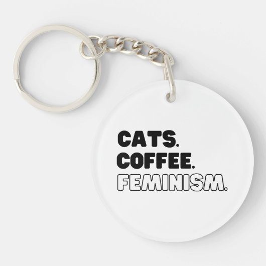 猫のコーヒーフェミニズム キーホルダー (正面)