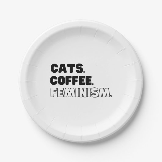猫のコーヒーフェミニズム ペーパープレート (正面)