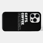 猫のコーヒーフェミニズム iPhoneケース (裏面横)