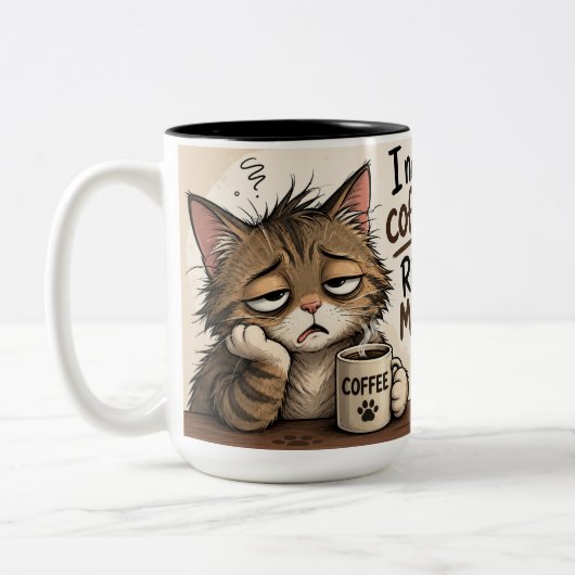 猫のコーヒーマグ "コーヒーが欲しいにゃ" ツートーンマグカップ (左)