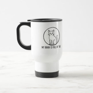 猫のコーヒーマグ - タブでいっぱいの脳 トラベルマグ