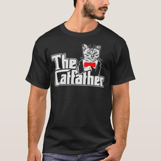 猫のゴッドファーザー 面白い 猫好きな お父さんへのギフト Tシャツ (正面)