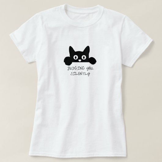 猫のサイレントグラフィックを見る猫サッシー Tシャツ (デザイン正面)