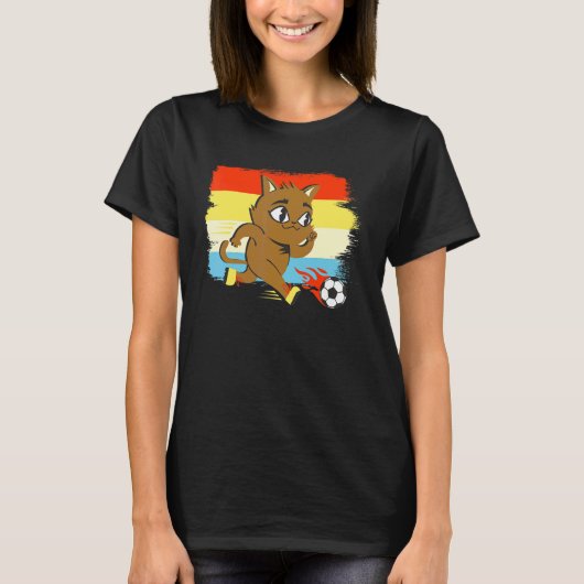 猫のサッカー Tシャツ (正面)
