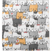 猫のシおもしろいームレスパターン シャワーカーテン (正面)