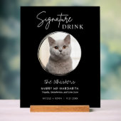 猫のシグニ結婚チャードリンクカクテルバーブラック アクリルサイン (ニュートラル)