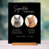 猫のシグニ結婚チャードリンクカクテルバーブラック アクリルサイン (ニュートラル)