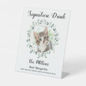 猫のシグニ結婚ー・ドリンク写真カクテルバー 台座サイン (正面)