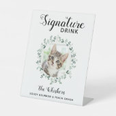 猫のシグニ結婚ー・ドリンク写真カクテルバー 台座サイン (正面)