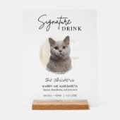 猫のシグニ結婚ー・ドリンク・カクテル・バーフロステッド アクリルサイン (正面)