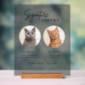猫のシグニ結婚ー・ドリンク・カクテル・バーフロステッド アクリルサイン (ニュートラル)