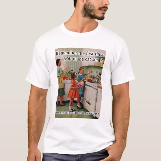 猫のシチュー・面白いTシャツ・ユーモア Tシャツ (正面)