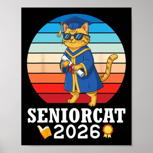 猫のシニア 2026年度卒業式 ディ付き ポスター (正面)