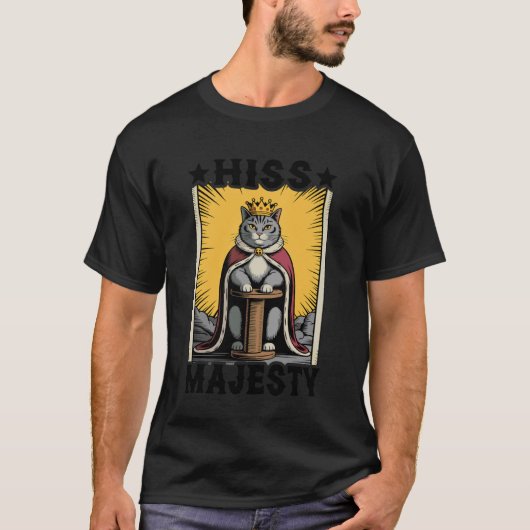 猫のシューッとした威厳ある猫の爪とぎの木 猫 Tシャツ (正面)