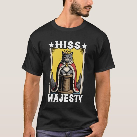 猫のシューッとした威厳ある猫の爪とぎポストの木 猫 Tシャツ (正面)