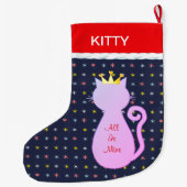 猫のシルエットが美しい ラージクリスマスストッキング (裏面)