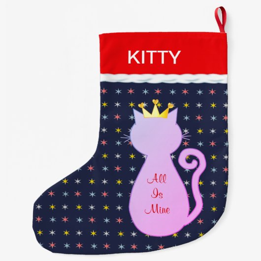 猫のシルエットが美しい ラージクリスマスストッキング (裏面)