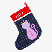 猫のシルエットが美しい ラージクリスマスストッキング (裏面 (吊り時))