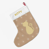 猫のシルエットが美しい ラージクリスマスストッキング (裏面 (吊り時))