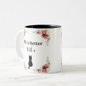 猫のシルエットで人生はフローラ ツートーンマグカップ (正面左)