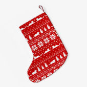 猫のシルエットのクリスマスのセーターのスタイルパターン スモールクリスマスストッキング (裏面 (吊り時))