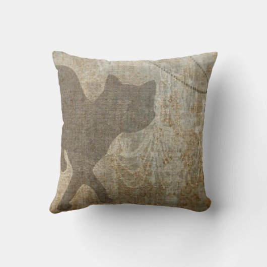 猫のシルエットのフランスのでシックなシャンデリアののどの麻布 クッション (裏面)